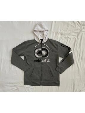 Ecko Unltd men’s size XL grey two toned zip up hoodie